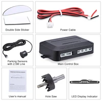 New LED Parking Sensor System Backlight Parktronic Monitor Display Kit Backup Detector Assistant 4 Probes 4