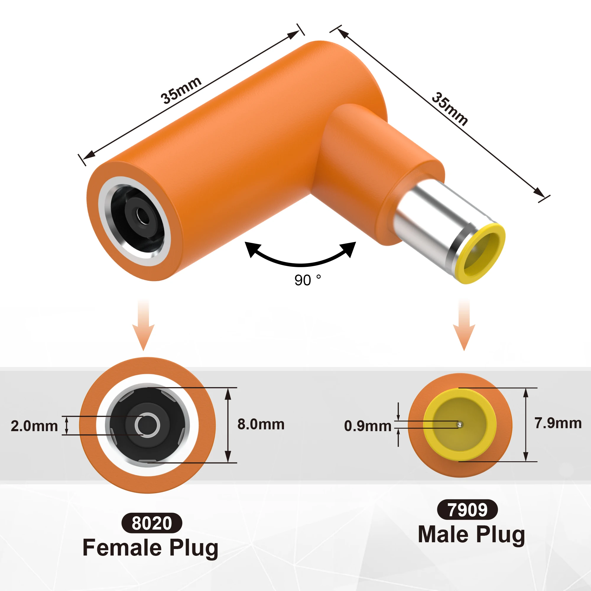 1/2pcs Connector DC 8020 Female to DC 7909 Male Adapter, Compatible with Jackery and Bluetti Power Station