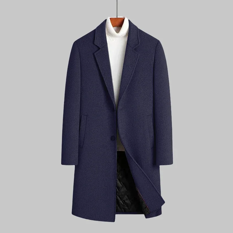 

2023 High Quality Autumn and Winter New Fashion Handsome Wool Trench Coat Men's Medium Length Business Casual Coat