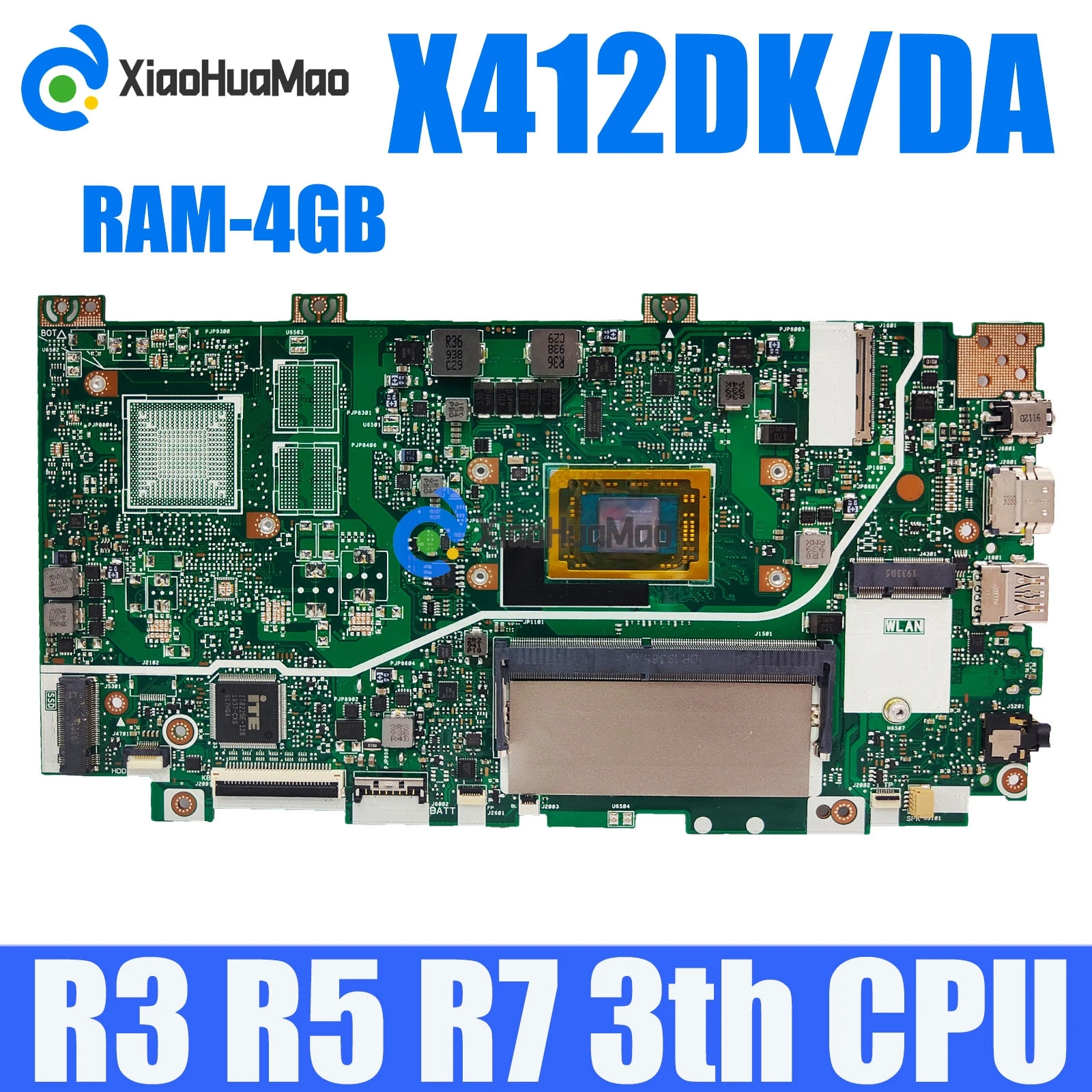 

Материнская плата X412DK с процессором R3 R5 R7 4GB-RAM UMA/V2G GPU R412DA F412DA A412DA A412DK F412DK X412DA X412DK материнская плата для ноутбука