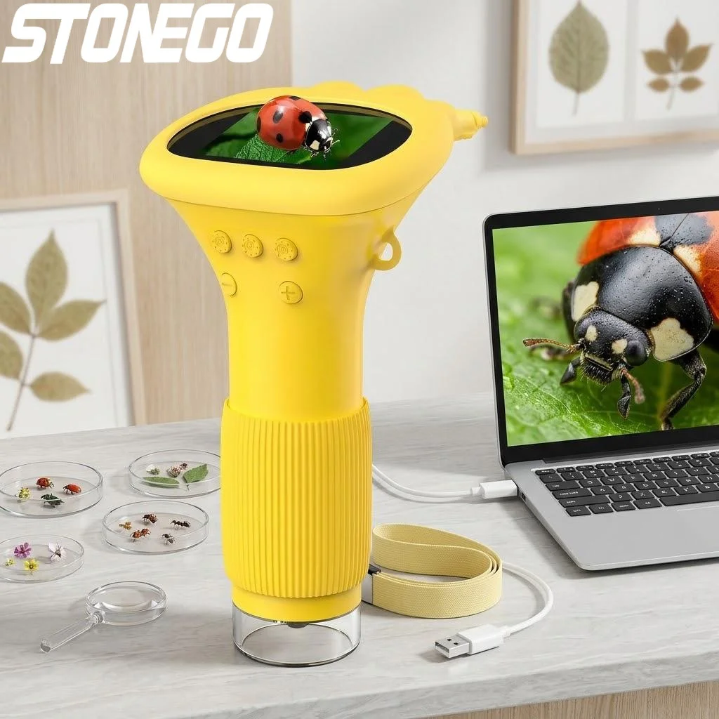 

Portable 1000X HD Magnifier with IPS Screen and 8 LED Lights Real-Time Imaging Optical Microscope for Kids and Adults