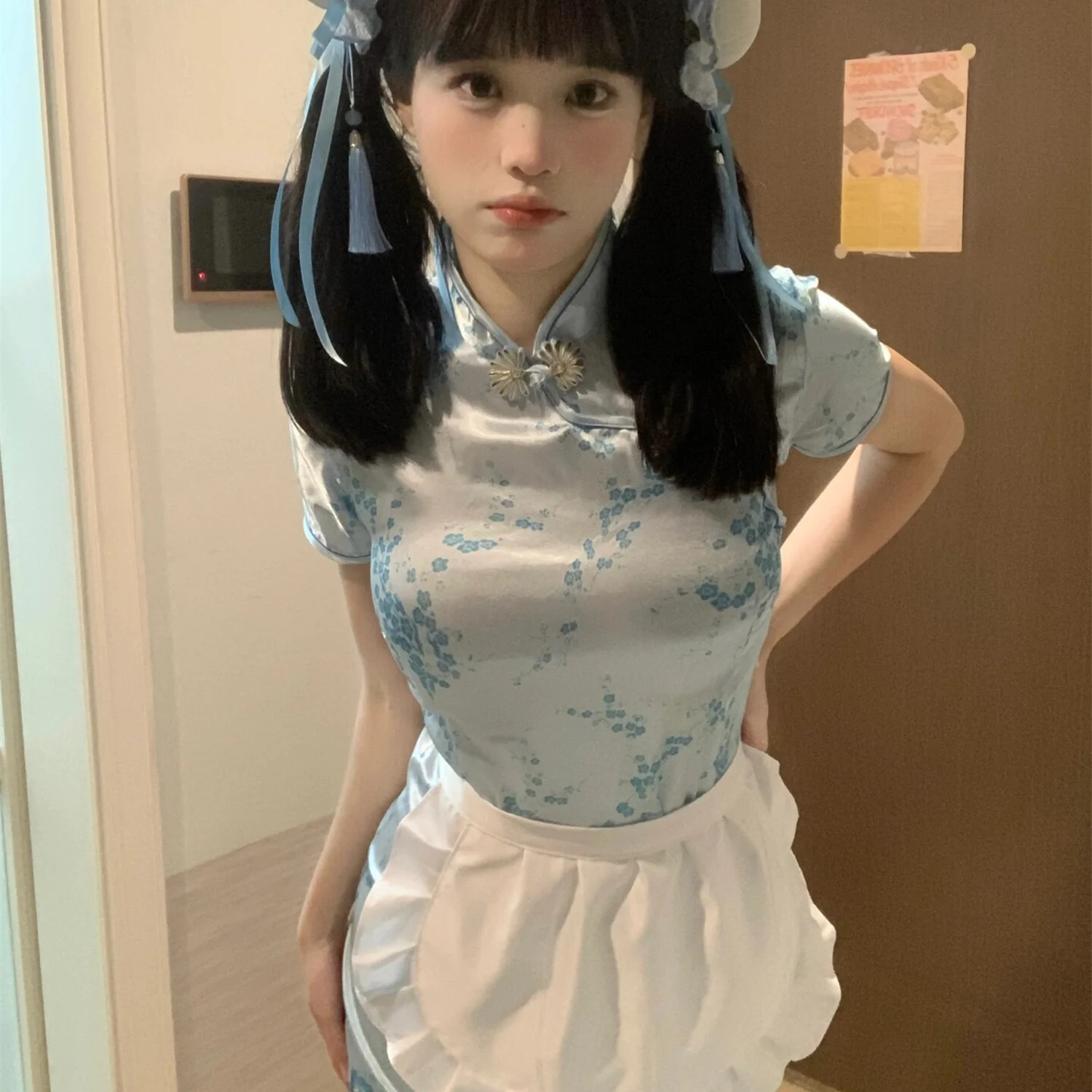 فستان تشيونغسام جديد بالطراز الصيني، زي تنكري للهالوين وعيد الميلاد، تنورة خادمة ناعمة للفتيات، تشيونغسام قصير للارتداء اليومي #2