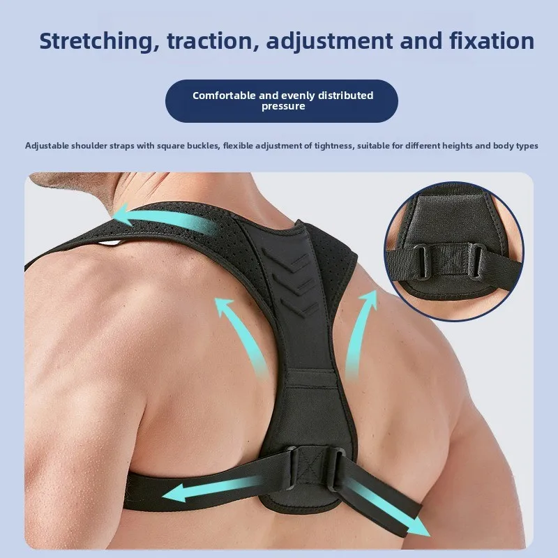 

Posture Corrector Strap, Back Stretch Brace for Hunchback Prevention, Adjustable Shoulder Support Belt, Men Women