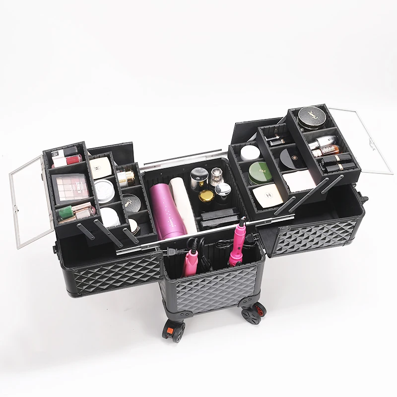 

Professional Makeup Suitcase Luxury Beauty Manicure Case With Wheels Multi Layer Large Capacity Cosmetic Luggage Organizer Boxes