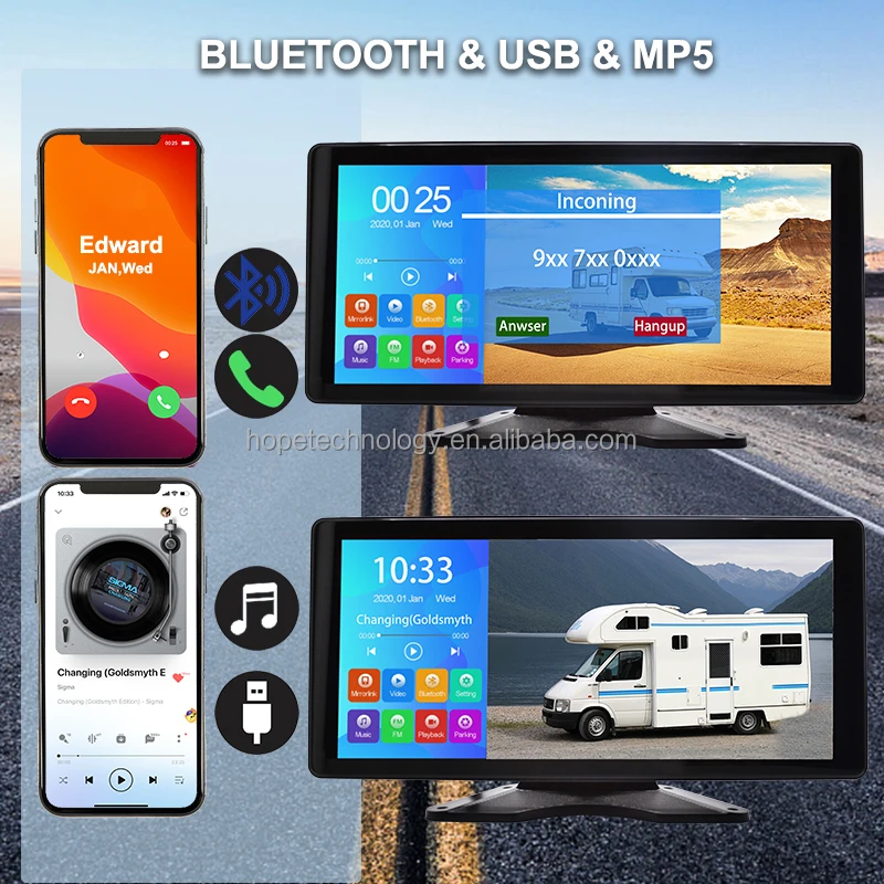 DVR 4CH Echtzeit 10,36 Zoll IPS Touchscreen MP5 CarPlayer 1080P Wasserdicht IP68 170 Grad Sternenlicht Kamera