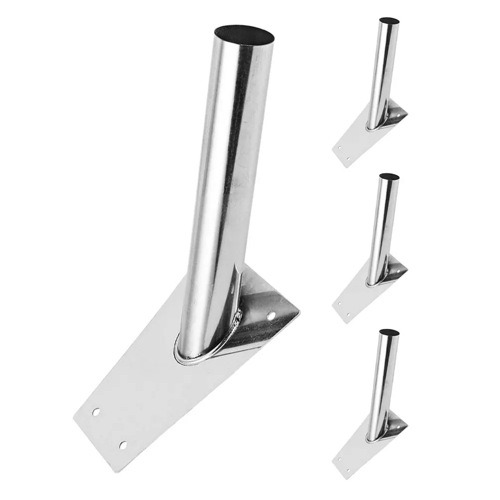 4Pcs Stainless Steel Flag Holder Bracket Wall Mounted Flagpole Base for Streets Shops Houses Exterior Decor Polished
