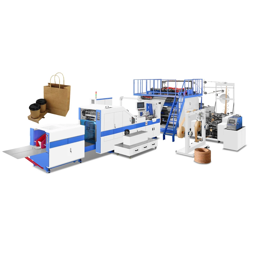 Customized Fully Automatic High Speed Square Bottom Kraft Handle Paper Bag Hand-held Paper Bag Making Machine Price