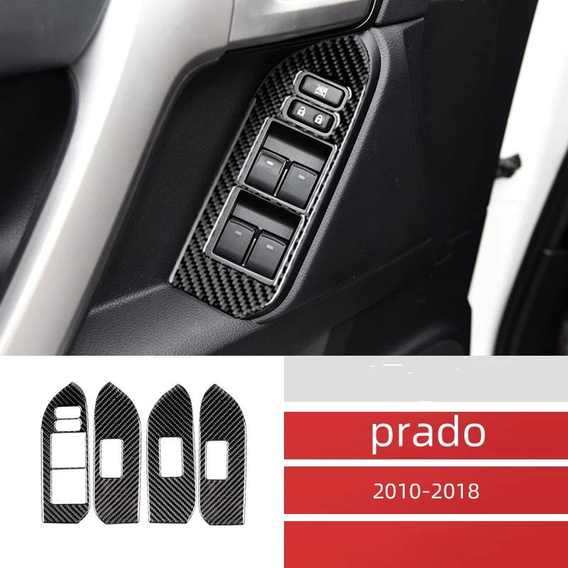 

ABS углеродное волокно, подходит для LandCruiser Prado 2010-2018, автомобильная панель управления подъемом окна, накладка, наклейка для стайлинга автомобиля