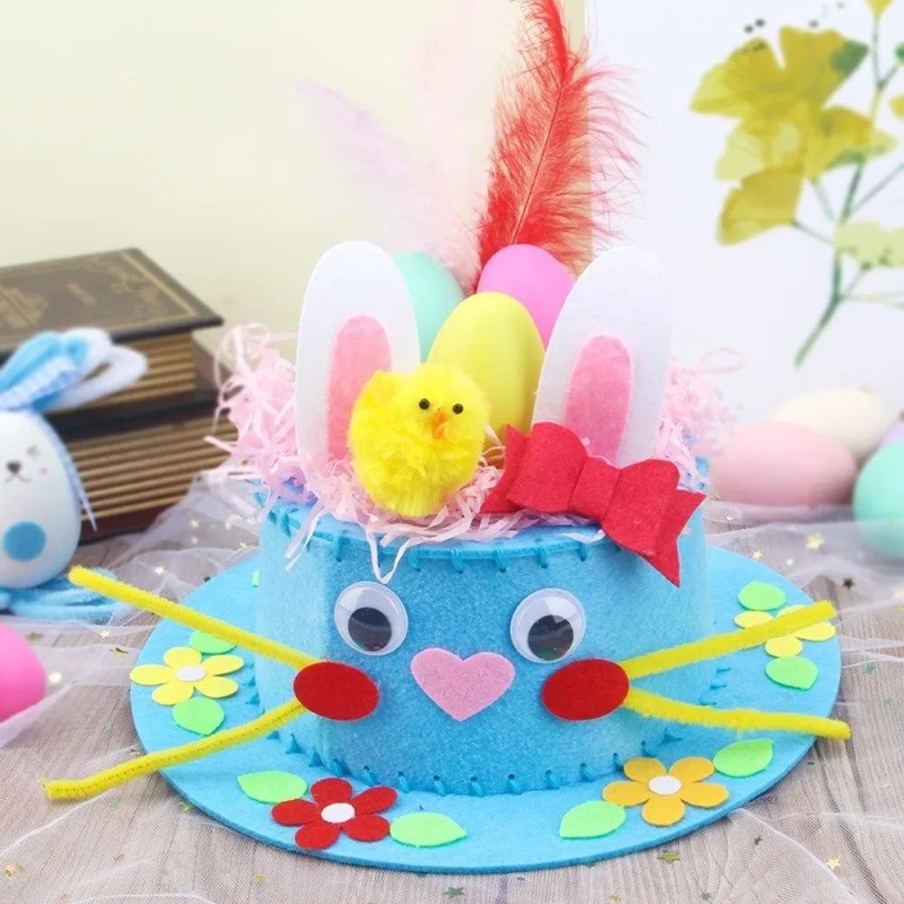 High Quality Colorful Eggs Bunny Chick Easter Hats Funny Handmade Decorations DIY Craft Kit Cartoon Cap Easter Party