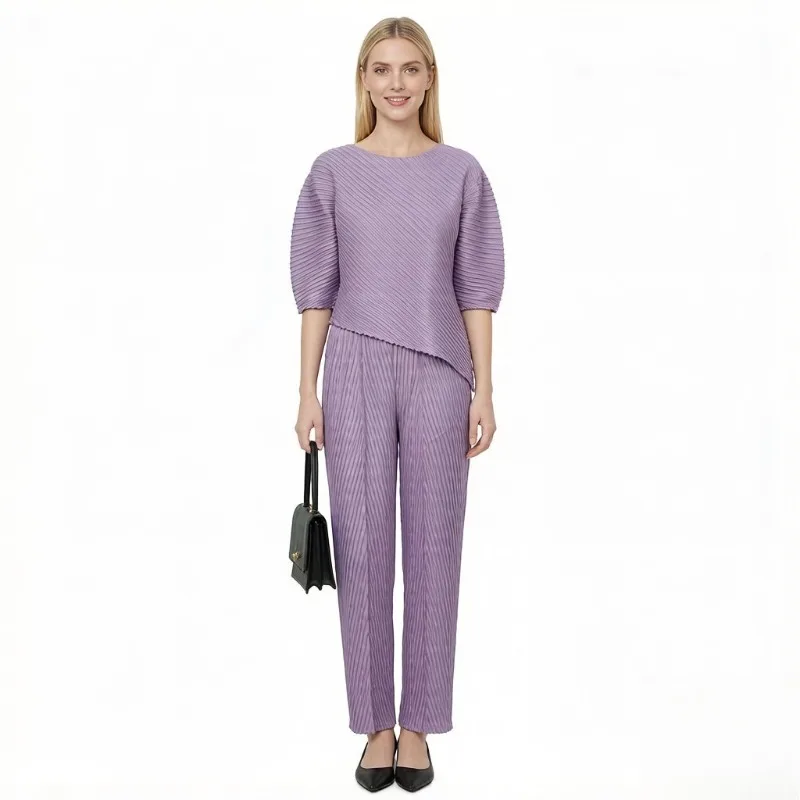 

Miyake Pleated Suit for Women 2026 New Loose Simple Pleated High Elasticity Commuter Two-Piece Set Elegant Pleated Outfit Pleat