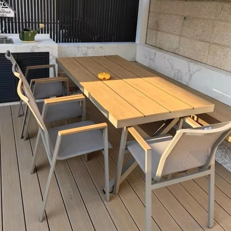 

Luxury All-Weather Outdoor Plastic Wood Table and Bench Set for Garden and Patio Use