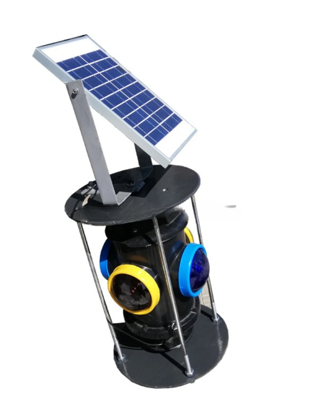 Solar powered turnout signal light, railway crossing indicator, blue and yellow turnout machine