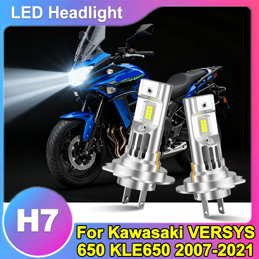 

H7 Motorcycle LED Headlight Bulb With Fan 30000LM High Power 1:1 Design For Kawasaki VERSYS 650 KLE650 2007-2021 Turbo Auto Bulb