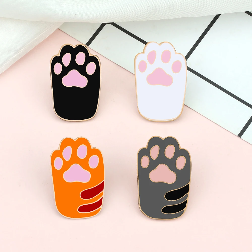 Women Kawaii Brooches Pins Badges Cute Dog Paw Pet Cat Claw Enamel Pin Girls Kids Animal Icon Jewelry Accessories Gift Wholesale
