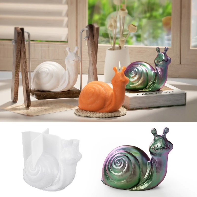 Moule en silicone en forme de boule de gypse en résine, compte-gouttes en cristal, ornement d'escargot 3D, animal tridimensionnel, bricolage