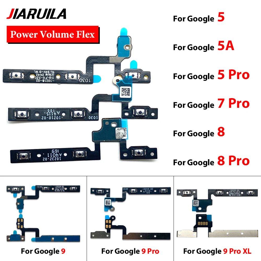 For Google Pixel 5 5A 6 6A 7 7A 8 9 Pro XL Power Button Switch & Volume Up / Down On / Off Button Flex Cable