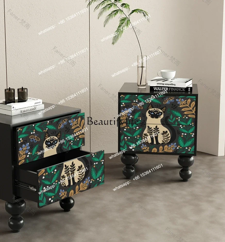 

yj5Solid Wood Bedside Cabinet Storage Cabinet Multi-Functional Storage Locker against the Wall