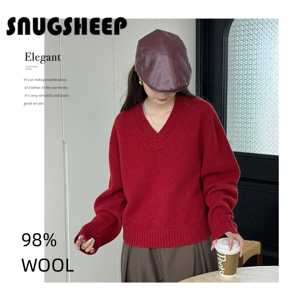 v neck sweater women red wool top knit pullover winter clothes fashion clothing luxury woman baggy elegant black off shoulder