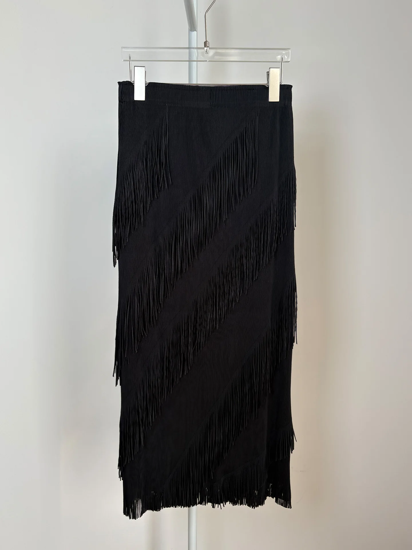 

Summer Women's Half Skirt with Tassel High Waist Pleated Slimming Versatile Midi Skirt Skin-friendly Breathable Polyester Fiber