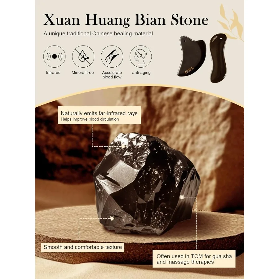 2PCS Gua sha Facial Tools SPA Cadeau voor Vrouwen Natuurlijke Gele Bian Steen voor Lymfedrainage Massager Gezichtsmassage Huidverzorging