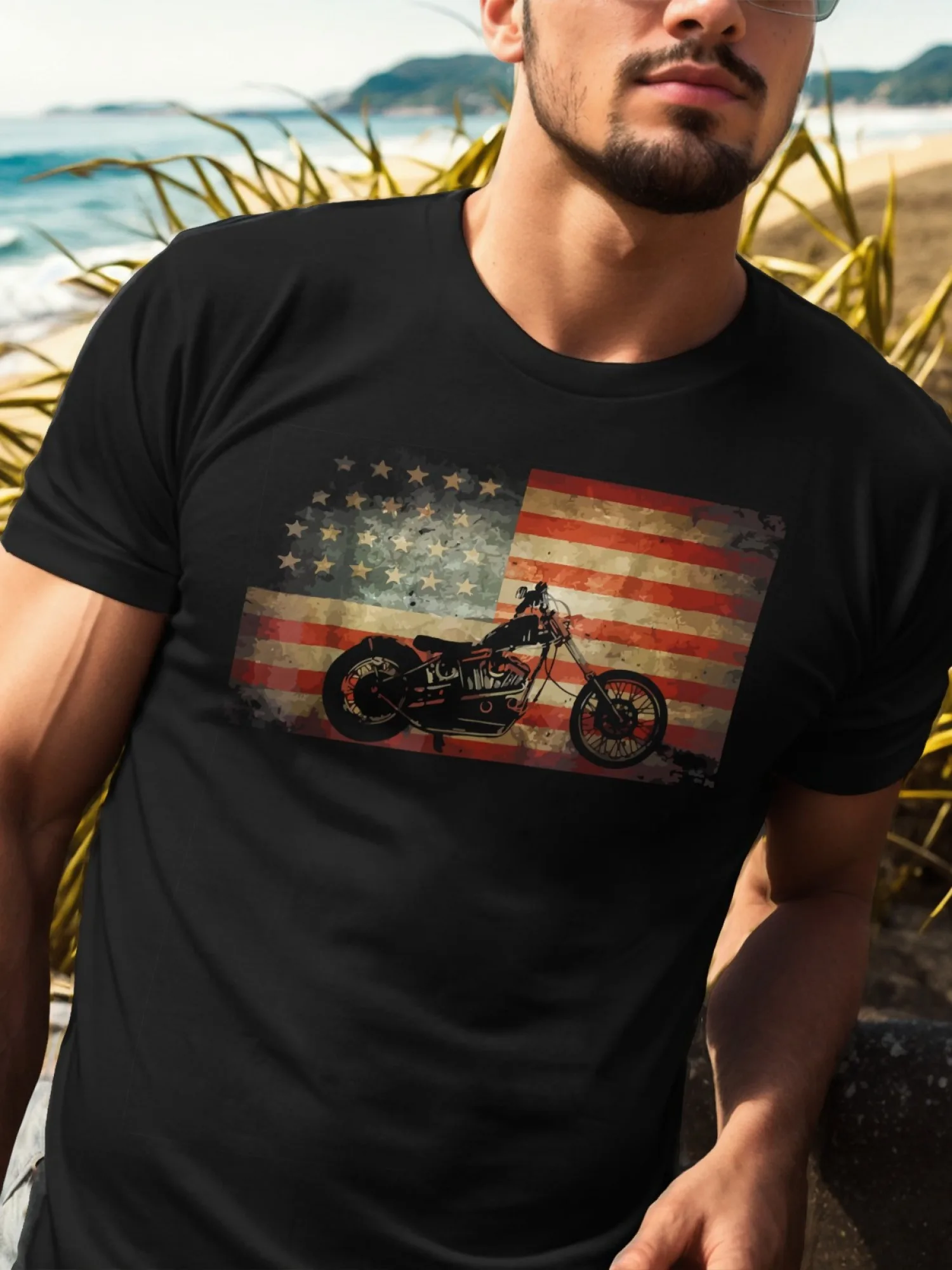 

Men's short sleeved printed cotton T-shirt, round neck, comfortable and breathable, summer casual short sleeved top