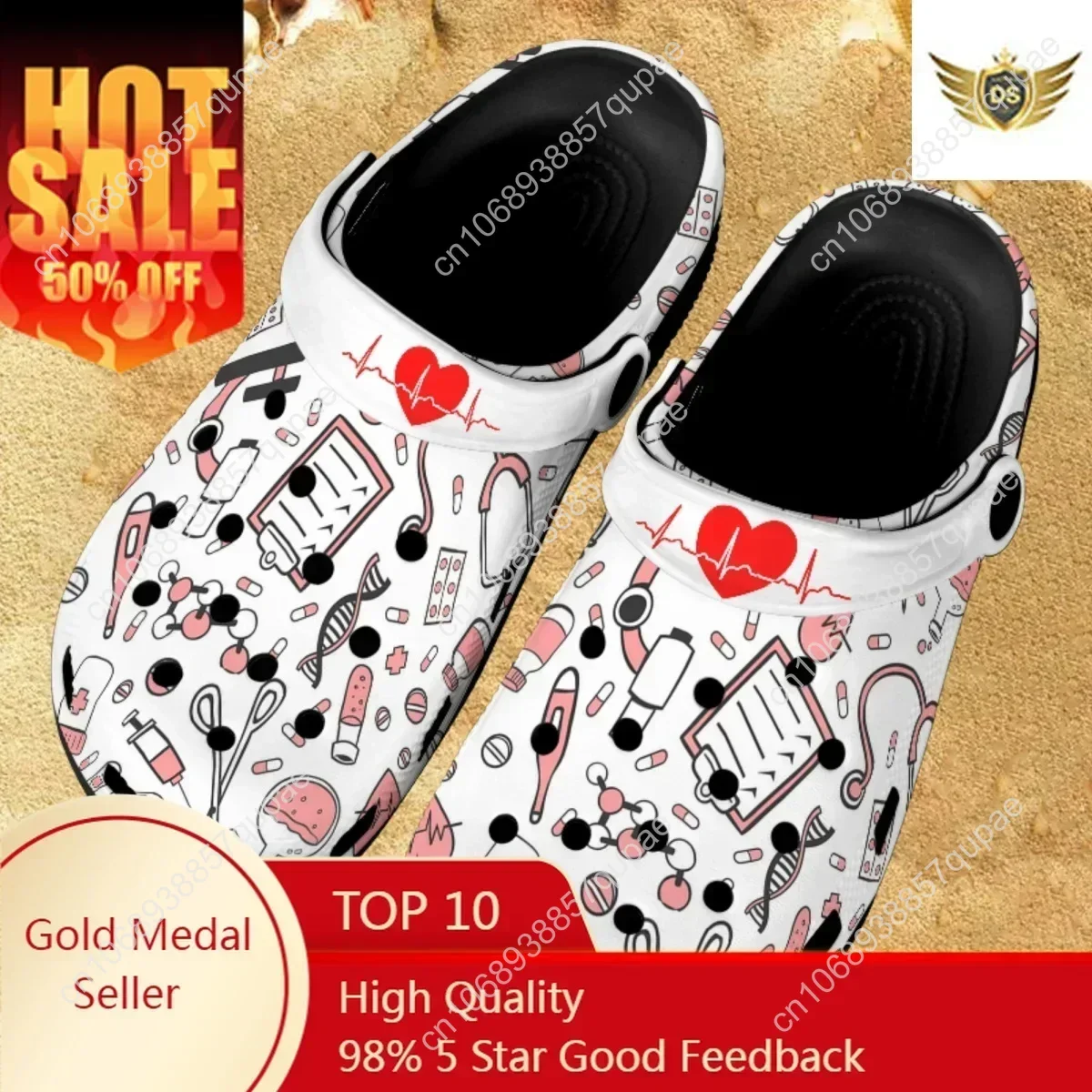 

Nursing Medical Printed Non-Slip Slippers Breathable Outdoor Indoor Slides Soft Clogs For Women Work Sandalias De Mujer