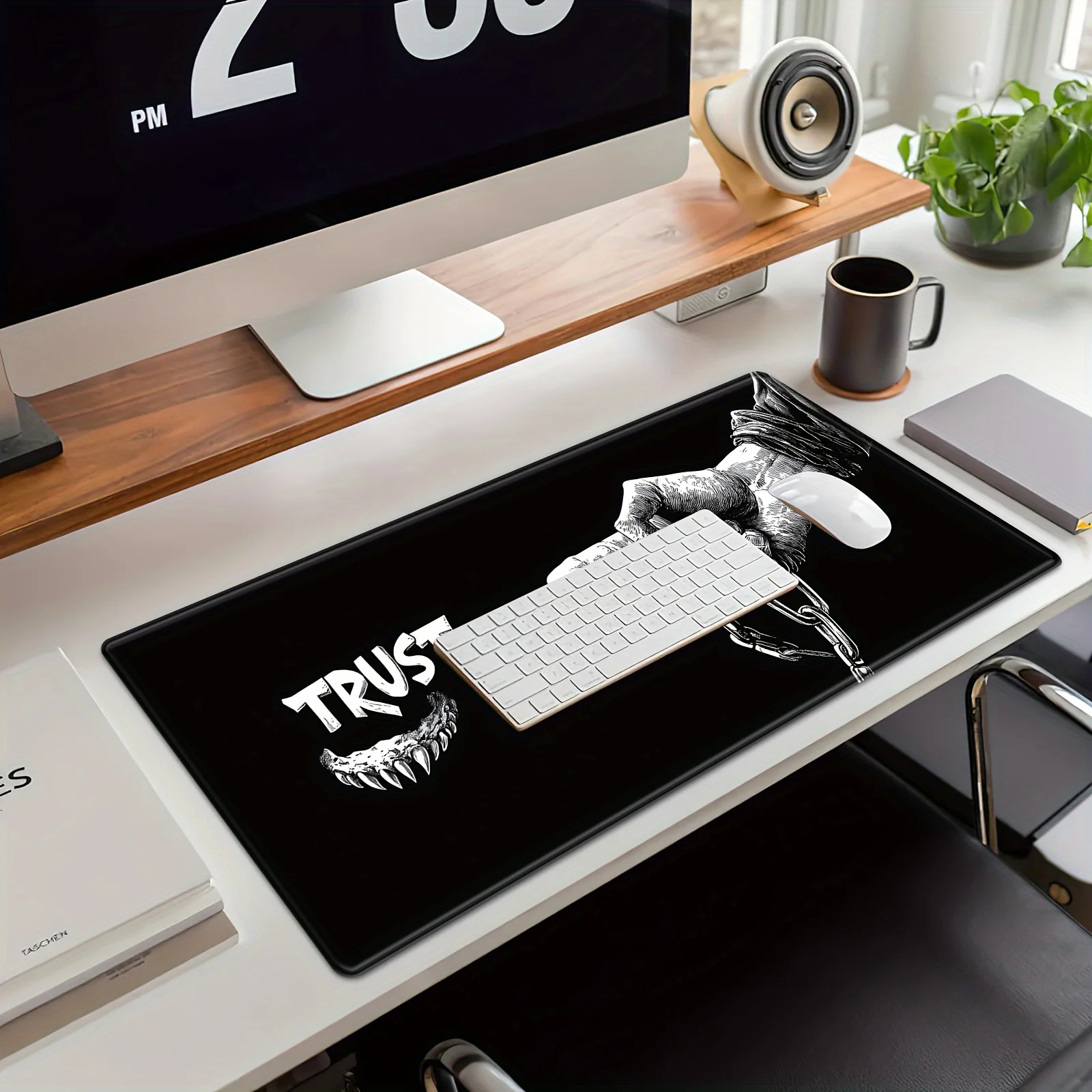 Alfombrilla de ratón extendida grande Trust No One": base de goma antideslizante, alfombrilla de escritorio rectangular duradera con diseño gráfico atrevido, regalo perfecto