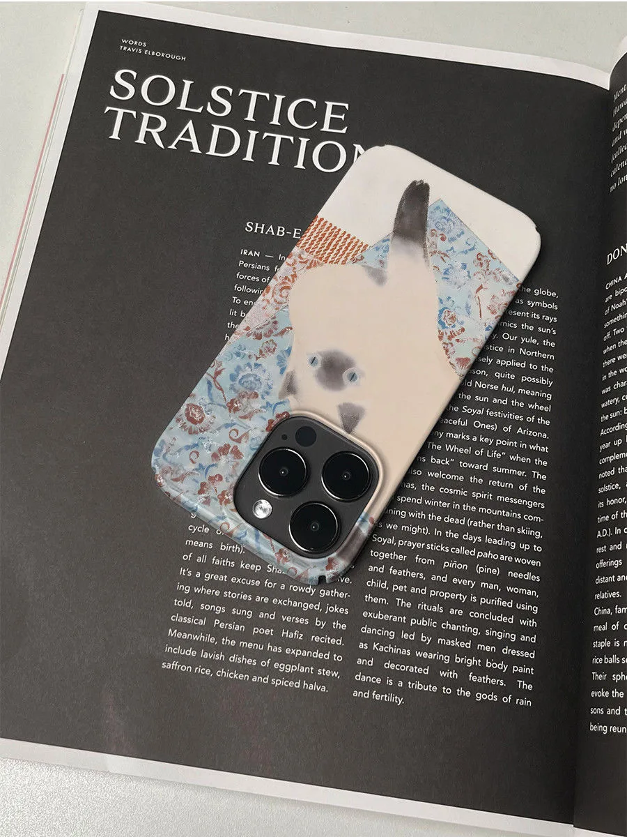 Vintage INS Oil Painting Siamese Cat Artistic Lovely Phone Case for iPhone 17 16 15 14 11 12 13 Pro Max Plus Back Cover