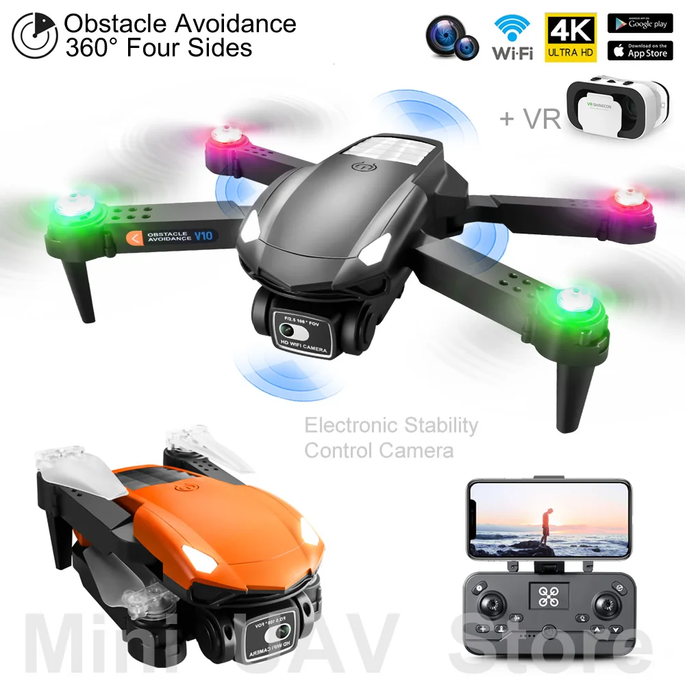 V10 Easy Fly Mini UAV Drone VR Obstacle Avoidance Folding Quadcopter With Electronic Stability Control Camera RC Helicopters Toy