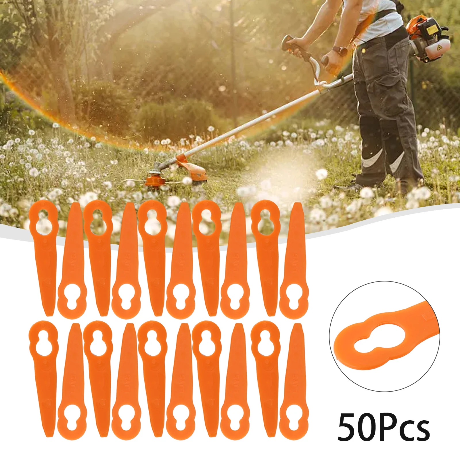 

Cutter Blades Plastic Blades 50pcs Cordless Garden Machinery Parts For Grass Cutter Replacement Garden Tool Lawn Mower