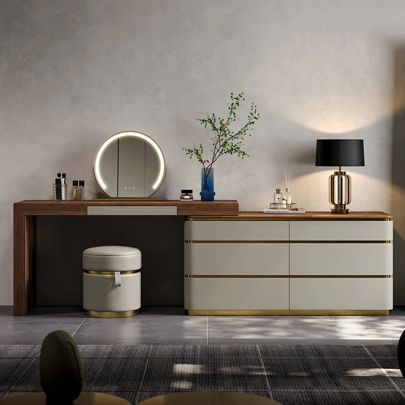 

Modern Drawers Dressing Table Makeup Mirror Bedroom Storage Vanity Table Wood Girl Large Mesa De Maquillaje Trendy Furniture