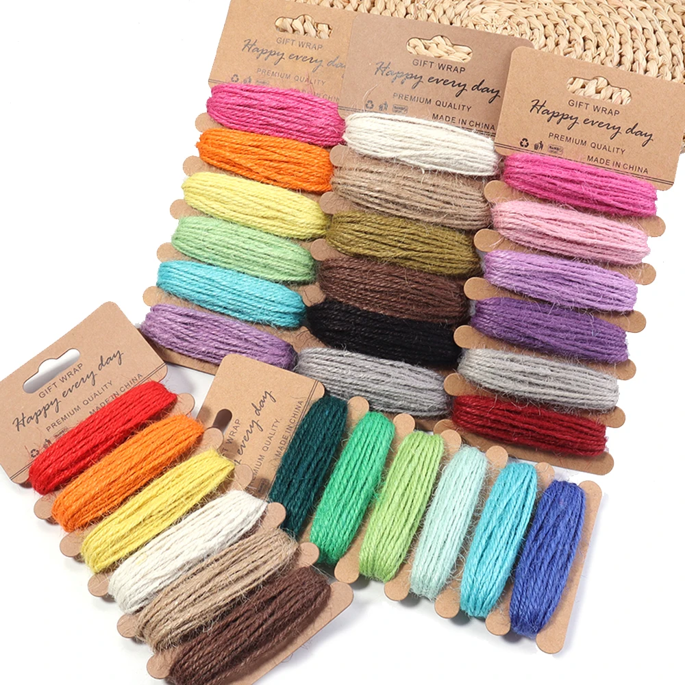 1 مجلس 2 مللي متر حبل الجوت الطبيعي الملونة الكتان القنب الحبل سلسلة DIY بها بنفسك اليدوية المنزل الملابس الخياطة اكسسوارات الديكور بالجملة