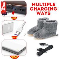 A43F-Winter USB Heater Foot Shoes Electric Shoes Warming Pad Plush Warm Electric Slippers Feet Heated Insoles