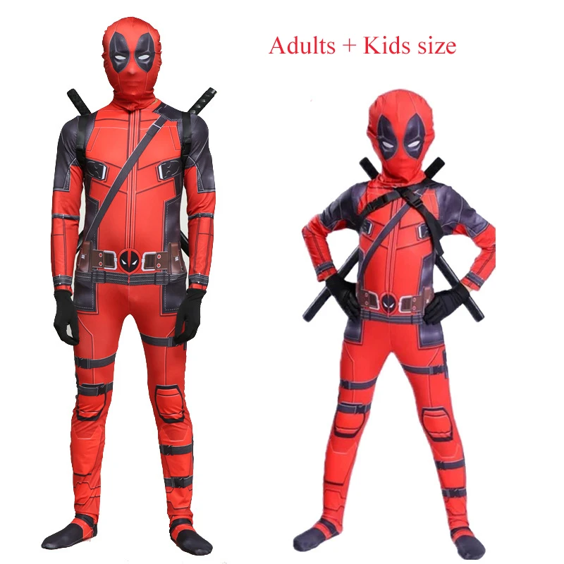 Deadpool Cosplay Kostuum Zentai Bodysuit Mannen Digital Print 3D Lycra Kostuum Kids Deadpool Jumpsuit Marvel Halloween Party