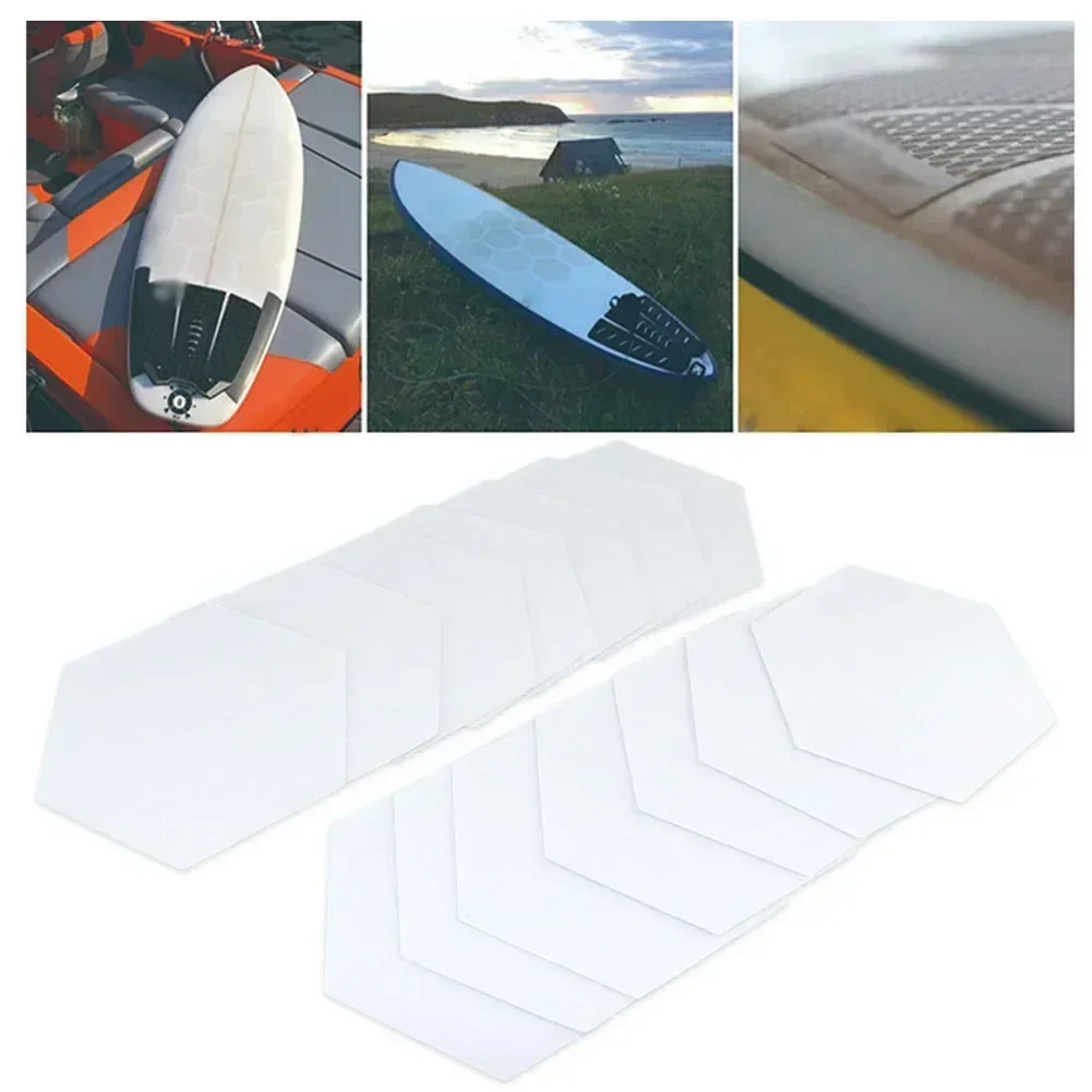 

22Pcs Hexagon Surfboard Deck Pads Transparent Honeycomb-Deck Grip Surfing Traction Pad Traction Surfpad Non-Slip Stickers DIY
