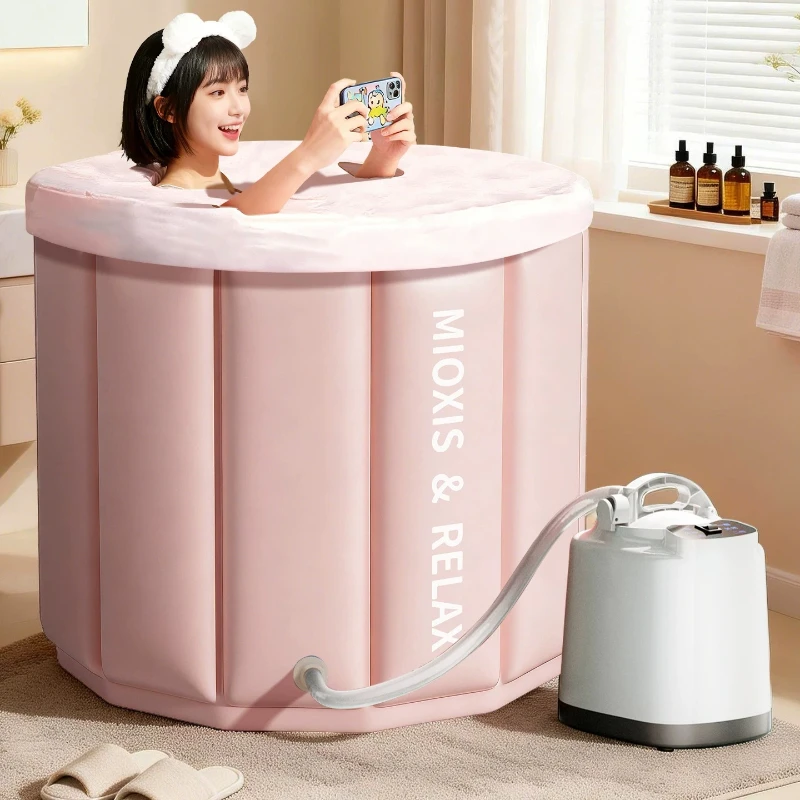 

Free Standing Adults Bath Tub Portable Hot Pink Lazy Bath Tub Above Ground Spa Opvouwbaar Bad Volwassenen Spa Supplies