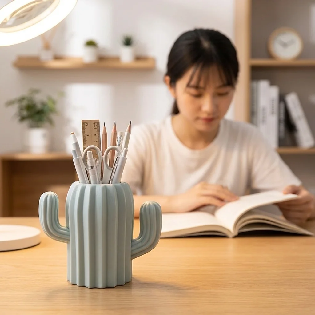 Kreativer Kaktus-Stifthalter Vase Multifunktionale Niedliche Schreibtisch-Dekoration Wohnzimmer-Deko