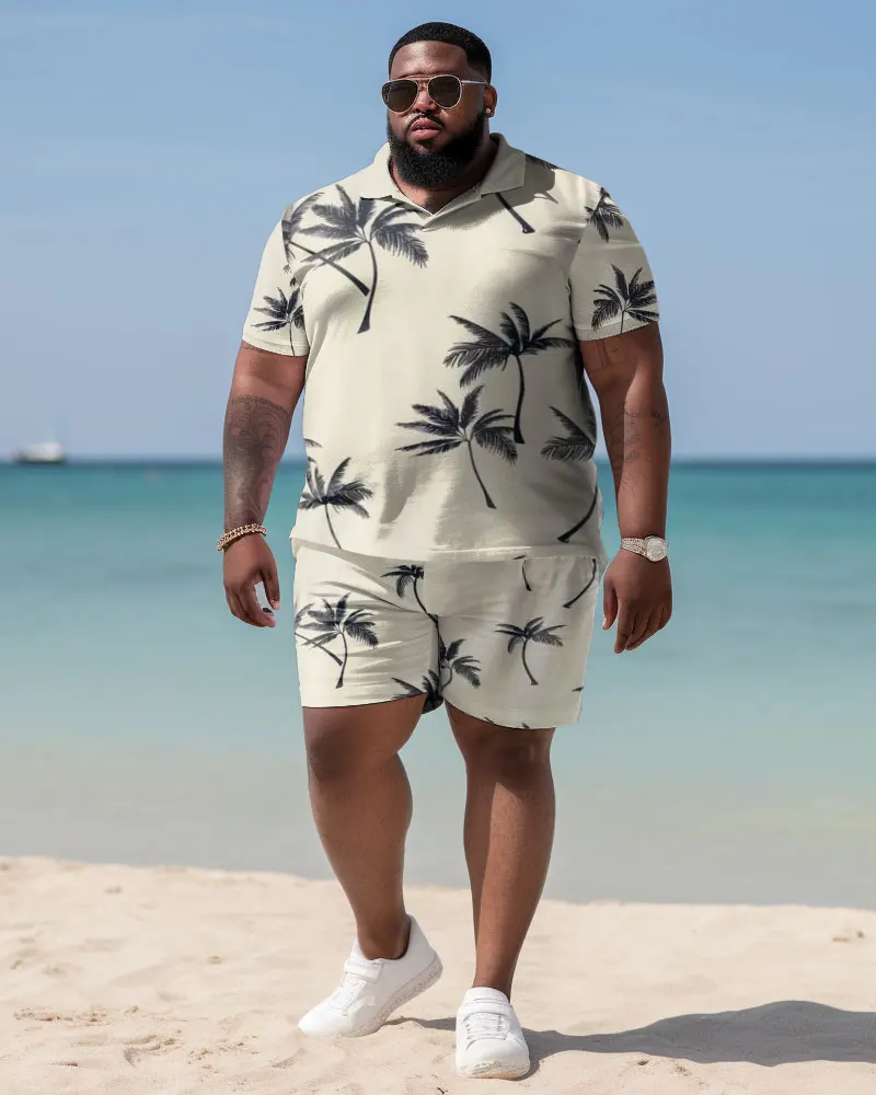 Biggmans-Fato de praia manga curta para homens, shorts verão, moda de férias, roupas confortáveis para homens grandes, calções plus size, 7XL, 8XL, 9XL