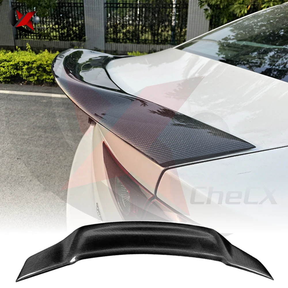 For 2020 2021 2022 2023 Mazda 3 Sedan Car Rear Trunk Real Carbon Fiber Spoiler Wing Lid Rear Tail Lip kit Glossy Black R Style