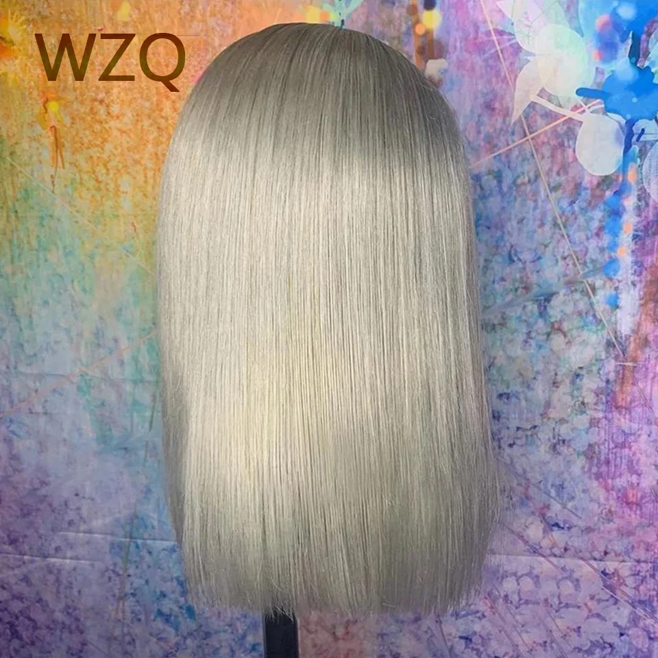 

Прозрачные парики с HD-кружевной передней частью 13x4, серые, прямые, короткие, в стиле боб, для косплея, из бразильских окрашенных человеческих волос, готовые к носке, для женщин.