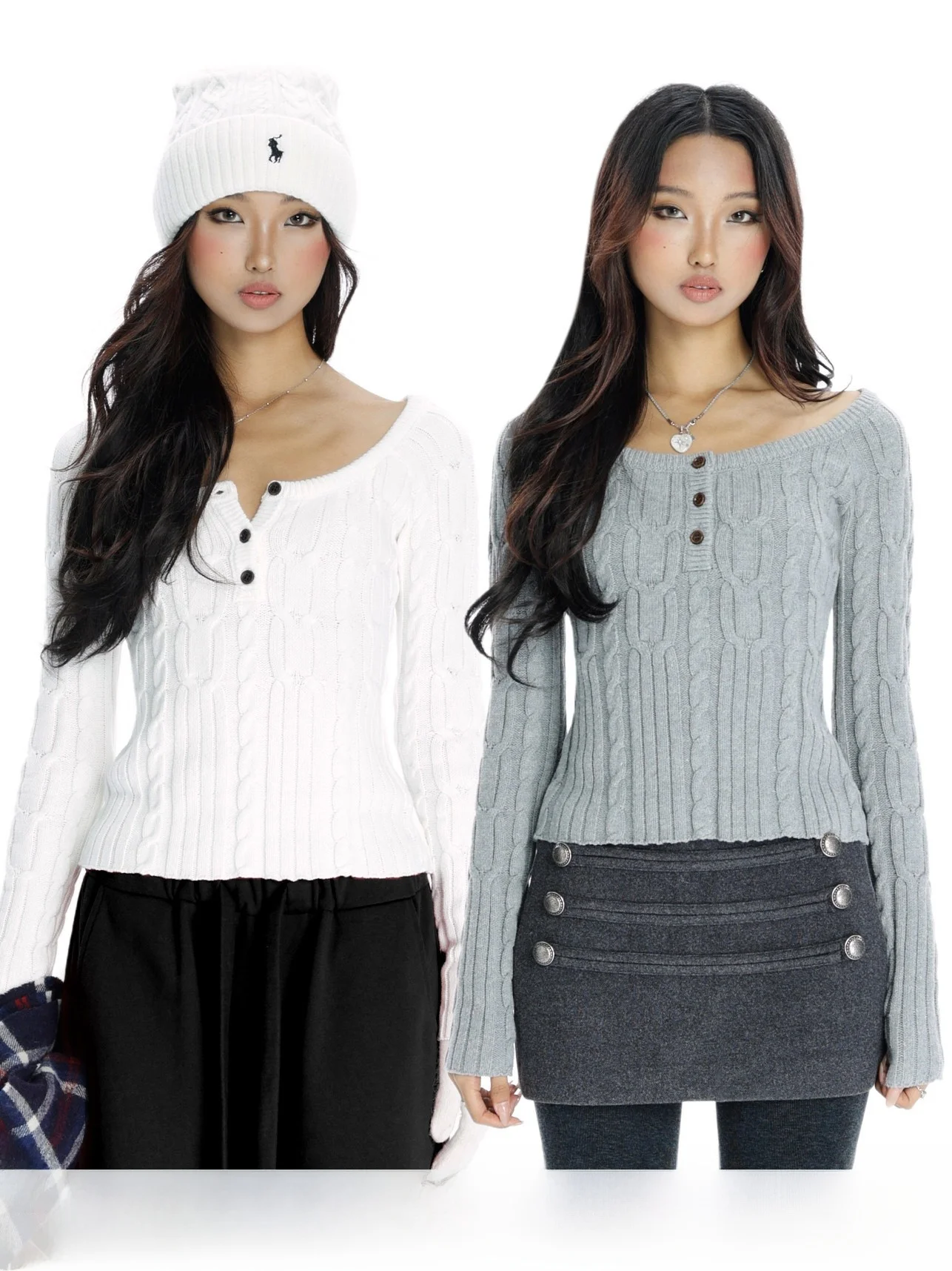 

Audwyn Slim Fit Long Sve Knitted Sweater Henry Collar Base Layer irt Women's Autumn Winter New Sle Street Faion Cotton