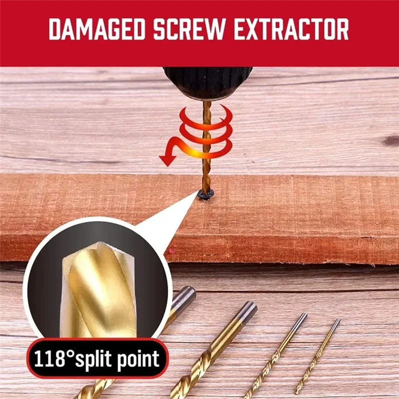 

ABRS-10Pcs Cobalt Left Hand Drill Bit And Alloy Steel Extractors Set With Metal Case Tool Kit For Broken Bolt Removal