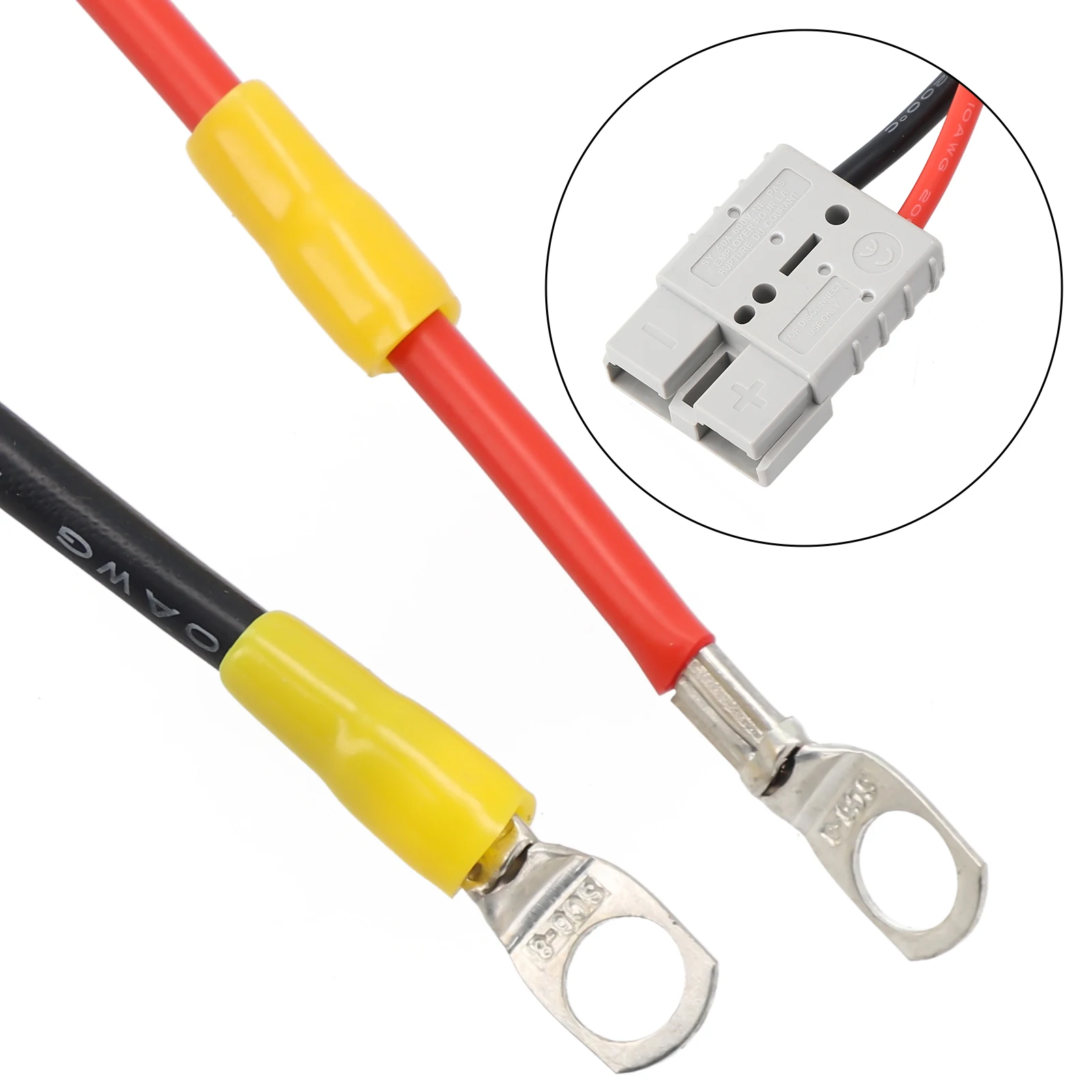 Battery Charging Cable Kit with 50Amp 10AWG Extension Cord and M8 Lug Terminal for Industrial and Electrical Device Applications