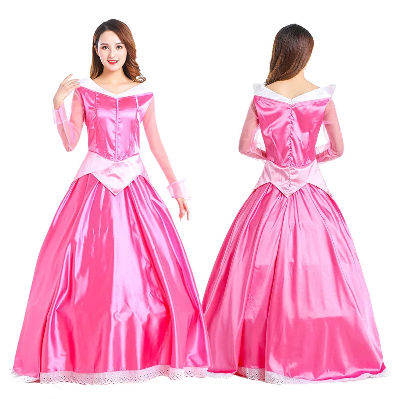 فستان أميرة طويل لعيد الهالوين، زي الأميرة النائمة حورية البحر، ملابس أداء للبالغين، تنورة أميرة النائمة