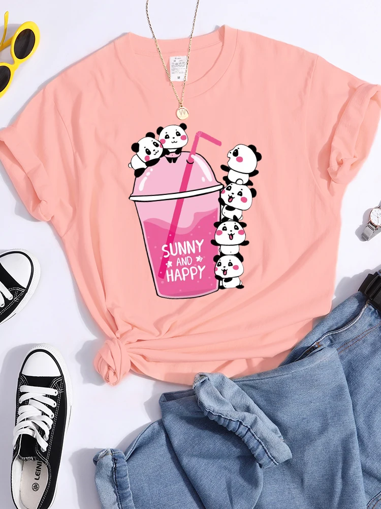 Summer And Happy Kawaii Red Panda T Shirt Women Summer Cool Soft Tees Fashion Casual Crop Top Street Breathable Tshirt Female