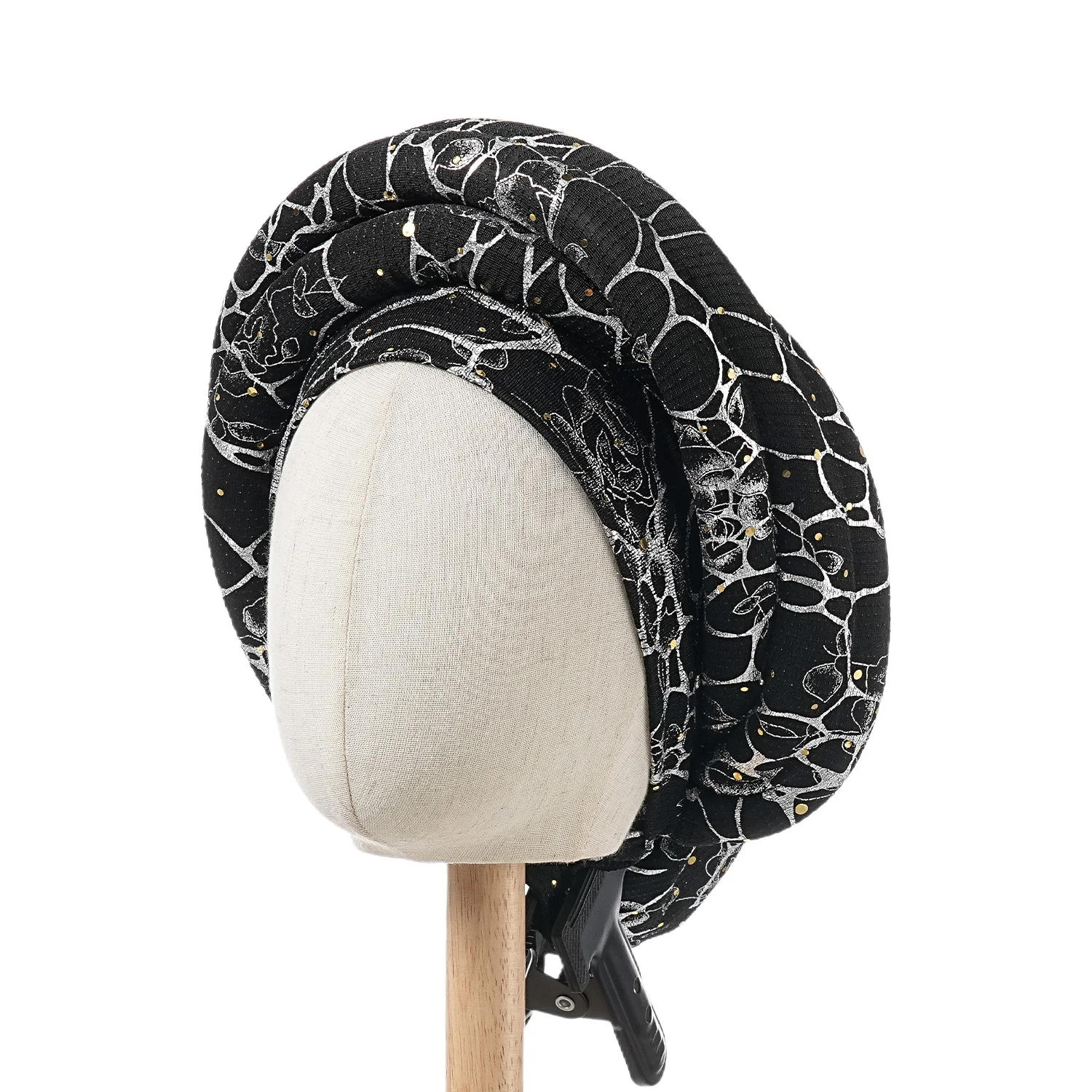 Motorhaube für Damen, Mütze, Turban, gefaltet, Knospe, exquisites Kopftuch, lässig, bequem, modisch, vielseitig, warm, Kreuzhut, Rand, Falten, Spitze – Detail 9