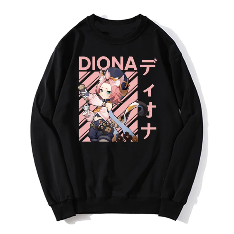 Genshin Impact Action Role-playing Game DIONA Hoodie Clothing Anime Sweatshirt O-neck Men Unisex Sweater Harajuku Pullover