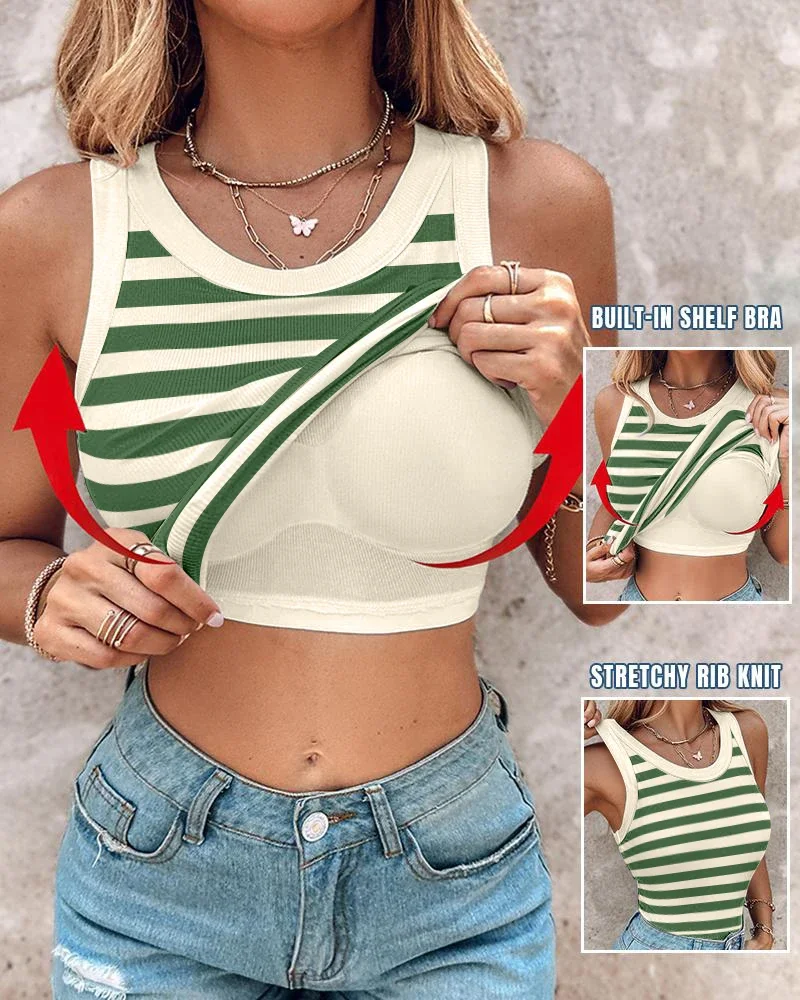 

Multi Color Women's Sexy Striped Tank Top 2024 Summer O-Neck Knit Sleeveless Casual Tops Fashion Tight Daily Vest Y2K Clothes