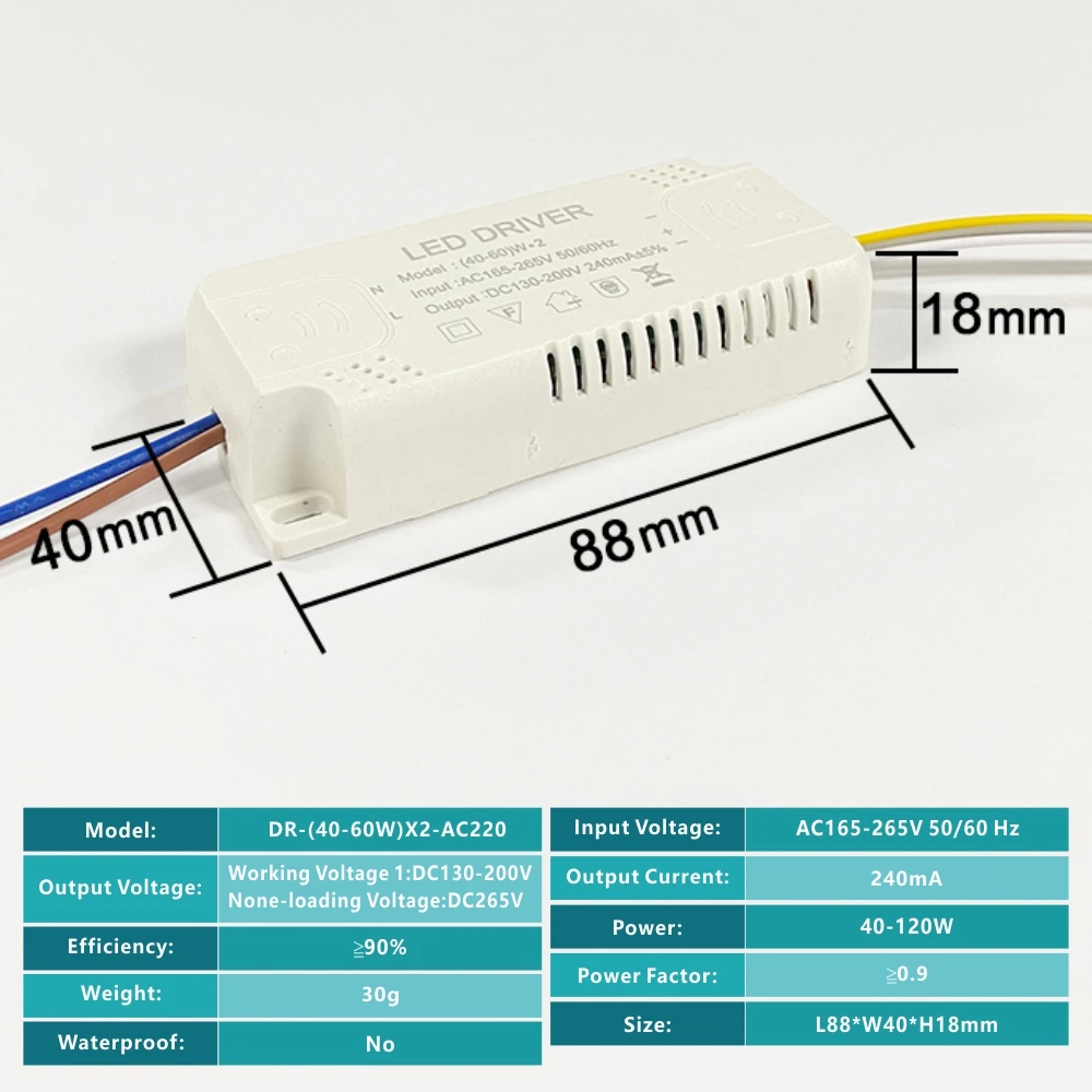 LED Lighting Transfermer (8-80W)*2 for Double Color Ceiling Downlights 2 Channel DC28-245V 240mA,Input AC165-265 Lamp Driver