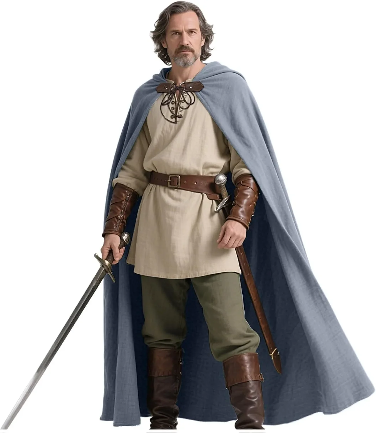 الرجال القرون الوسطى الحارس الكتان كيب فايكنغ شال طويل عباءة لجميع القديسين الكبار مقنعين القراصنة تأثيري حلي الرأس #5